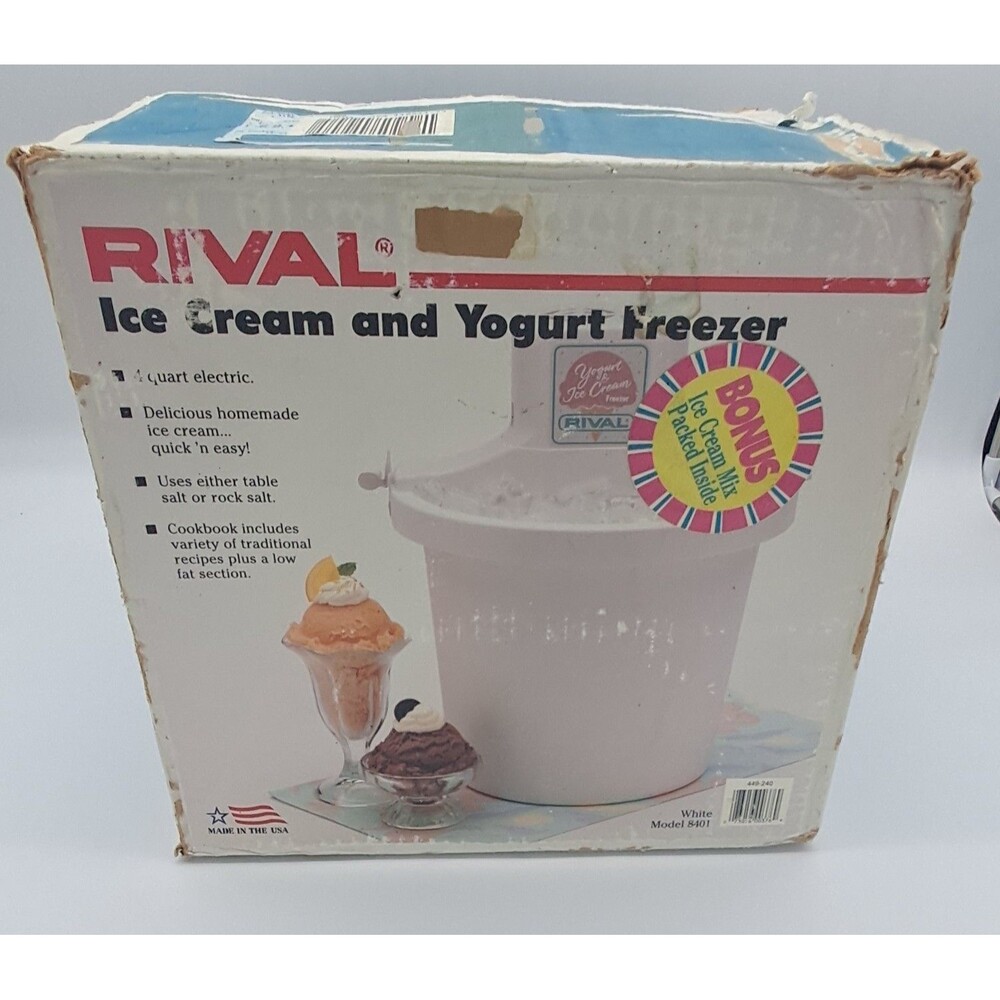 Rival 4 Quart Electric Ice Cream Maker Vintage 8401 White Made In USA